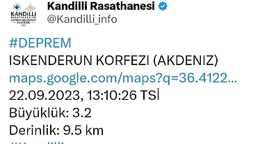 İskenderun’da 3.2 Büyüklüğünde Sarsıntı