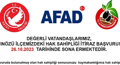 Altınözü’nde Hak Sahipliği İtiraz Başvurusu 26 Ekim’de Sona Erecek