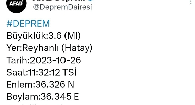Reyhanlı, 3,6 Şiddetinde Sallandı