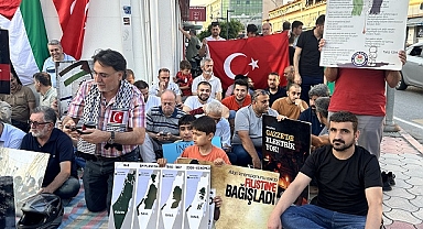 Hatay'da Gazze'ye destek için oturma eylemi düzenlendi