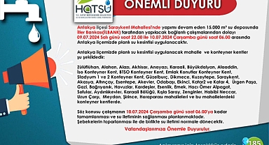 HATSU’dan Duyuru: Su Kesintisine Dikkat