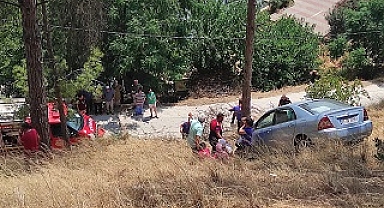 Şarampole yuvarlanan otomobildeki 2 kişi yaralandı