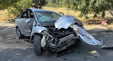 Ağaca ve direğe çarpan otomobildeki 4 kişi yaralandı