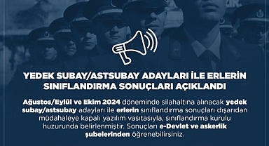 Yedek Subay/Astsubay Adayları İle Erlerin Sınıflandırma Sonuçları Açıklandı