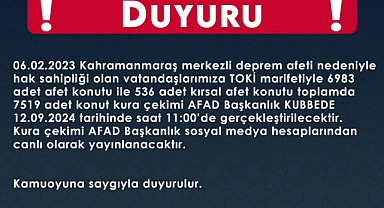 Hatay’da 7.519 konutun kura çekimi gerçekleştirilecek