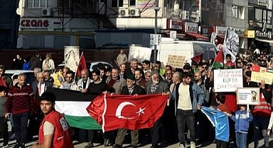 İsrail'in Gazze'ye saldırıları Hatay'da protesto edildi