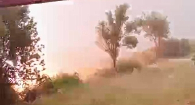 HATAY’DA BADEM AĞACINA YILDIRIM DÜŞTÜ