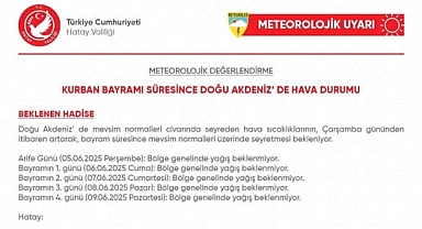 Hatay'da Kurban Bayramı Sıcak Geçecek