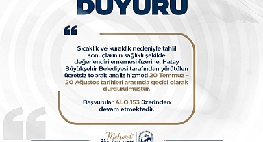 HBB, Toprak Analiz Hizmetini Geçici Olarak Erteledi