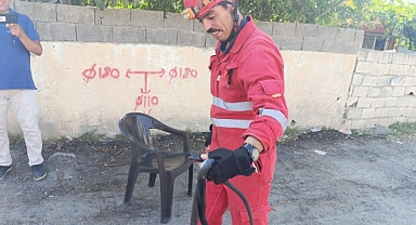 İtfaiye Evin Bahçesine Giren Yılanı Yakaladı