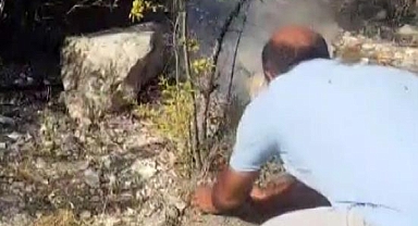 Toprakla Yangını Söndürmeye Çalışan Vatandaşlar Takdir Topladı