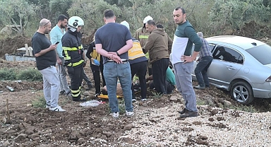 Otomobil Zeytin Bahçesine Uçtu