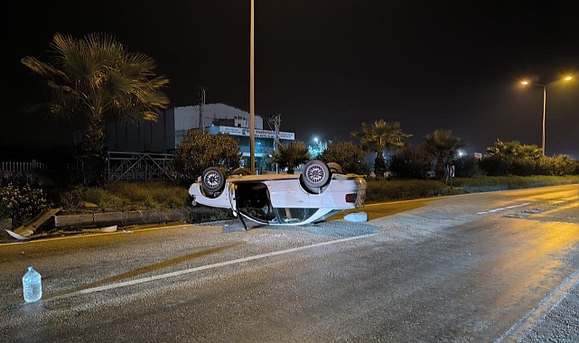 Ters Dönen Otomobilin Sürücüsü Yaralandı