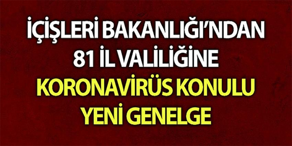 81 İl Valiliğine Koronavirüs Salgını Konulu Ek Genelge Gönderildi