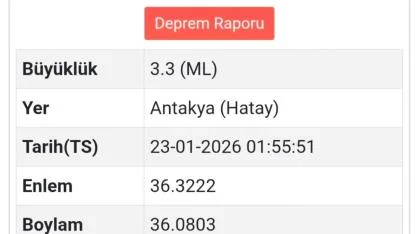 Antakya’da 3.3 Büyüklüğünde Deprem