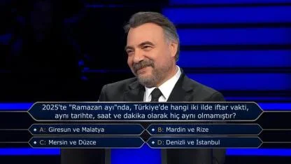 Milyoner'de Alihan Akça'ya sorulan 500 Bin TL'lik soru: 2025'te hangi illerde iftar vakti hiç aynı olmadı?