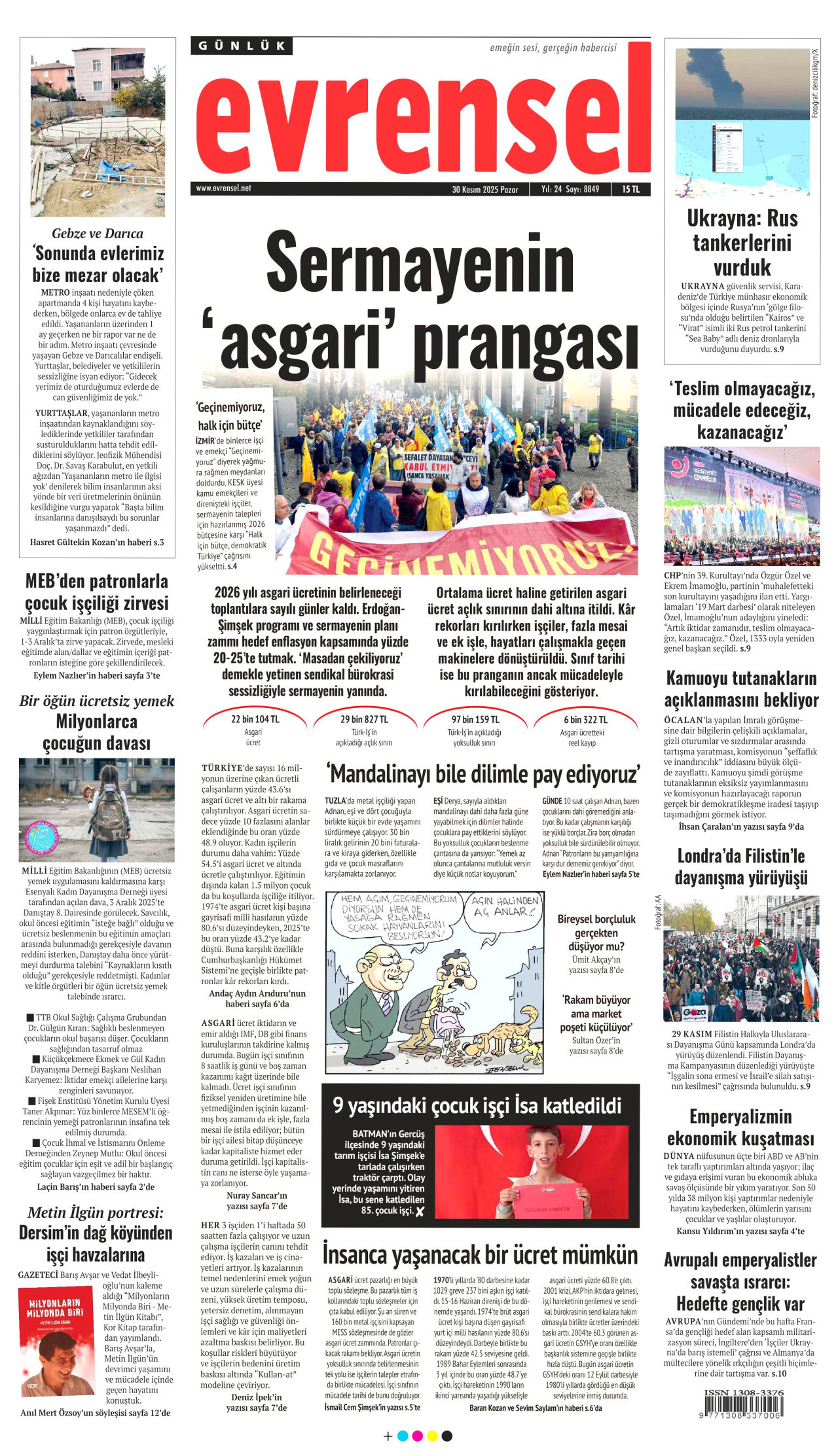 EVRENSEL Gazete Manşeti