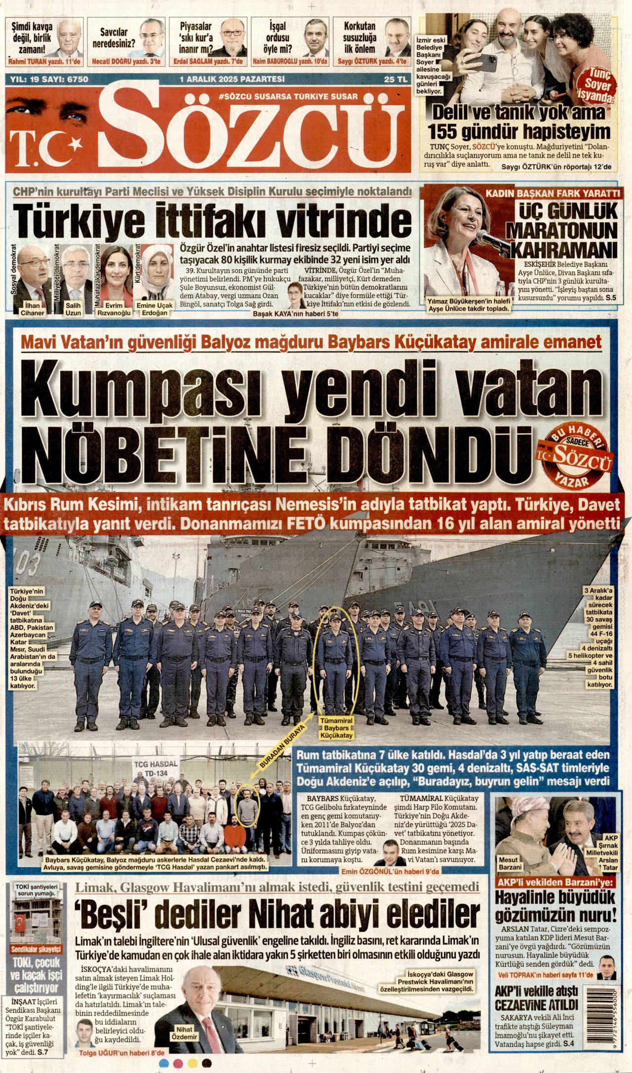 SÖZCÜ Gazete Manşeti